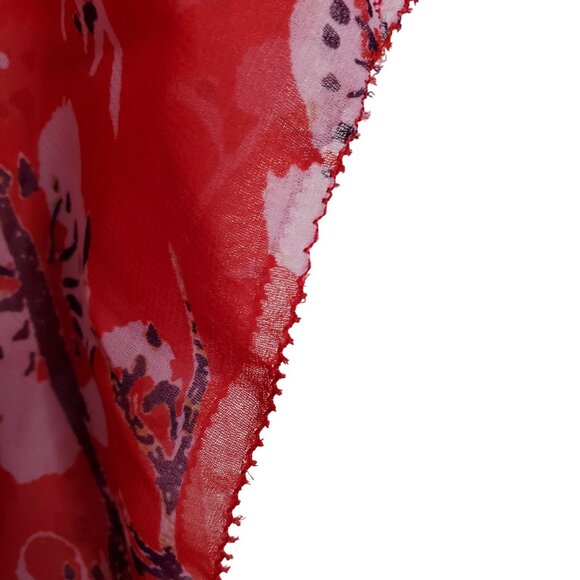 Vivienne Tam NWT Size 1X Blouse Semi Sheer Popover Cover-up Flutter Floral Red - Picture 12 of 12